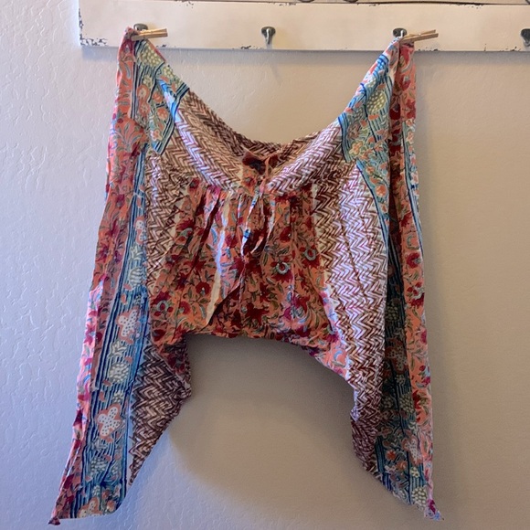 HAREM lightweight cotton DROP CROTCH PANTS floral India batik PATTERN XXL - Picture 1 of 2